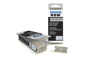.009 Single Edge Blade: GEM® Aluminum Back, 100 Pack, packages and blade