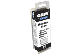 .009 Single Edge Blade: GEM® Aluminum Back, Coated, Degreased, Unwrapped, 115 Pack
