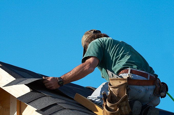 Construction worker on a roofing job